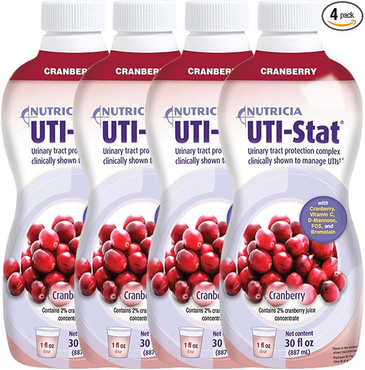 UTI-Stat Nutricia - Medical Food Providing 5 Key Nutrients For Urinary Tract Health - Cranberry Flavor, 30 Fl Oz Bottle (Case of 4)
