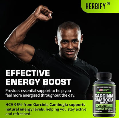 HERBIFY Garcinia Cambogia Wellness Support Supplement for Women & Men - Herbal Extract with Antioxidant Properties - Energy Booster for Daily Vitality and Digestive Support - 60 Count
