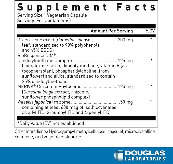 Douglas Laboratories DIM Enhanced - Supports Hormone Balance, Cellular Health & Detox* - With Antioxidants, Green Tea Extract & Wasabia - 60 Vegetarian Capsules