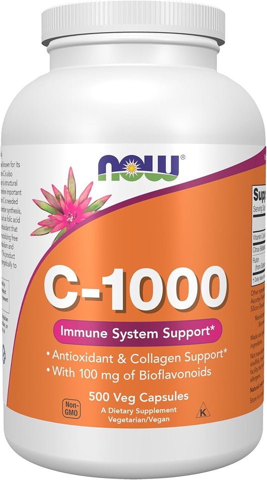 NOW Foods Supplements, Vitamin C-1,000 with 100 mg of Bioflavonoids, Antioxidant Protection*, 500 Veg Capsules