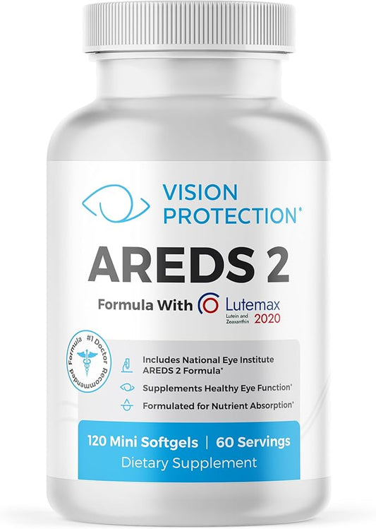 AREDS 2 Eye Vitamin & Mineral Supplement for Ocular Health, Lutemax 2020 with Natural Eye Institute AREDS 2 Study Ingredients Lutein, Vitamin C, & Zeaxanthin, 120 Mini Softgels