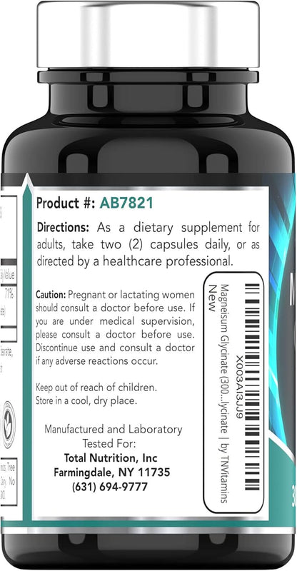 Magnesium Glycinate Capsules (300 MG Per Serving - 90 Count) | Pure Chelated Magnesium Bisglycinate Powder Supplement | Glicinato de Magnesio | for Sleep, Calm, Nerve, & Stress Support* | TNVitamins