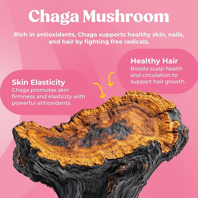 Super Cute Gummies - Mushroom Supplement for Teens - Healthy Hair, Skin, and Nails for Teenage Boys & Girls - Biotin, Chaga, Collagen Peptides, Keratin, Vitamin C, Bamboo Extract (30 Mushroom Gummies)