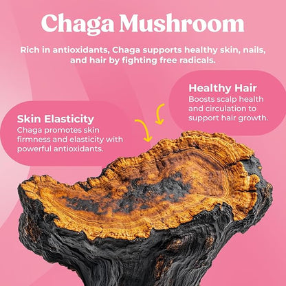 Super Cute Gummies - Mushroom Supplement for Teens - Healthy Hair, Skin, and Nails for Teenage Boys & Girls - Biotin, Chaga, Collagen Peptides, Keratin, Vitamin C, Bamboo Extract (30 Mushroom Gummies)