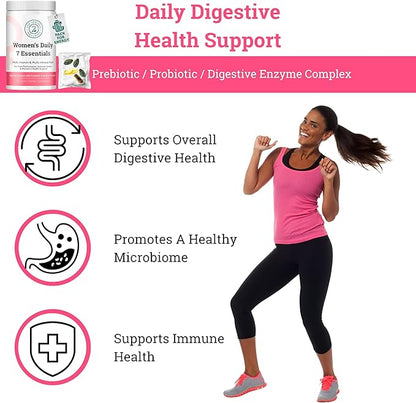 Daily 7 Essentials Women's Vitamin Pack -7 Pack Complete Women's Multivitamin Packet with Energy, Metabolism, Immune System, Women's Health Support with Probiotics, More