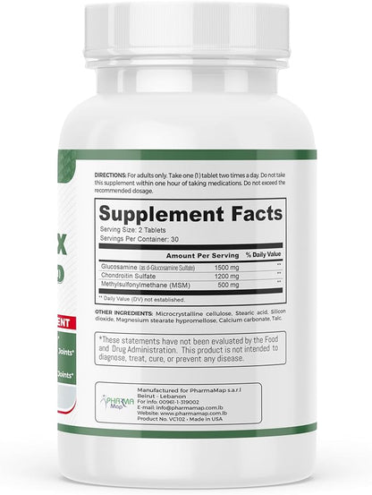 ChondroMax Glucosamine Chondroitin+ MSM for Hands Back Knee & Joint Health for Men & Women - Gluten-Free Non-GMO Supplement - Made in USA - 60 Tablets.