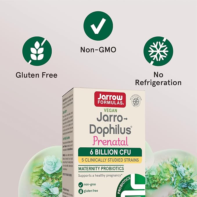 Jarrow Formulas® Jarro-Dophilus® Prenatal Probiotics For Women, 6 Billion CFU, Supports a Healthy Pregnancy, 30 Veggie Capsules, 30 Day Supply