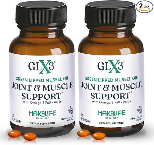 GLX3 Joint Support Extra Strength Omega-3 Supplement | Premium New Zealand Green Lipped Mussel Oil - Comfort, Flexibility, Muscle Recovery - ETA EPA DHA Omega 3 Capsules 2 Month