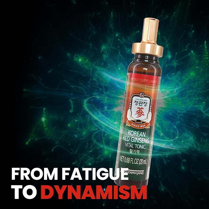 JungKwanJang Vital Tonic Korean Red Ginseng, Ginger, Fruit Blend Wellness Shots for Energy, Focus, Circulation and Immunity Supplement, 10 Count