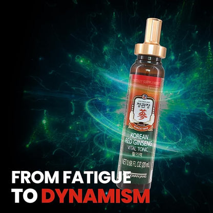 JungKwanJang Vital Tonic Korean Red Ginseng, Ginger, Fruit Blend Wellness Shots for Energy, Focus, Circulation and Immunity Supplement, 10 Count