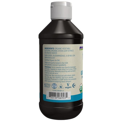 NOW Foods BetterStevia Organic Glycerite Zero-Calorie Liquid Sweetener Keto Friendly, Suitable for Diabetics, No Erythritol, 8-Ounce