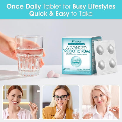 Advanced Probiotic PDA6 - Natural Sleep & Mood Support, Great Tasting Supplement for Men and Women, 32 Tablets for Daily Wellness and Digestive Health - 20 Billion CFU Probiotics- (32)