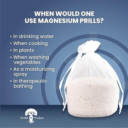 Health and Wisdom Magnesium Prills - Structured Water Devices, Magnesium Laundry Beads, Topical Magnesium, Precious Mineral, Magnesium Water, Deionized Water, Magnesium Soak - 3.18 Ounces