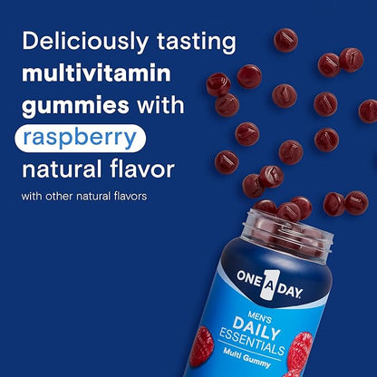 One A Day Men’s Daily Essentials Multivitamin Gummies, Multivitamin for Men, Bone Health, Zinc, Raspberry Natural Flavor, 120 Gummies