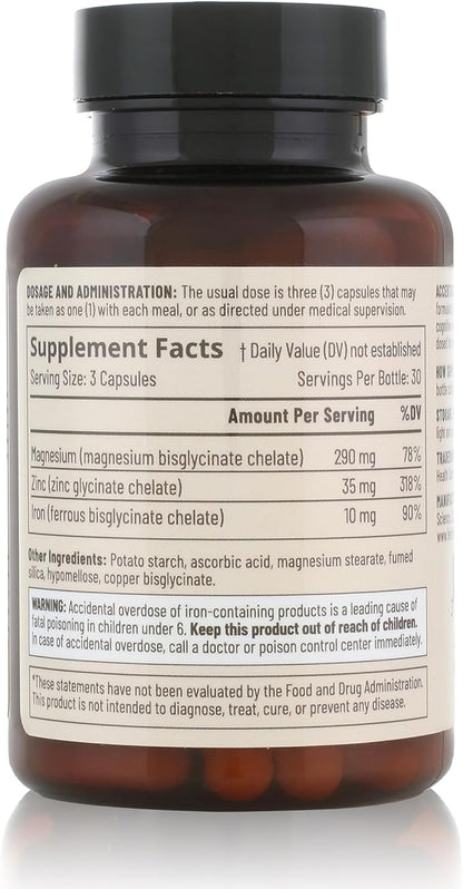 Accentrate Minerals 110 - Brain Ready Nutrition for Teens and Adults – Chelated Magnesium, Zinc, Iron – Mental Wellness Mineral Supplement for Focus, Mood & Brain Support – 90 Capsules