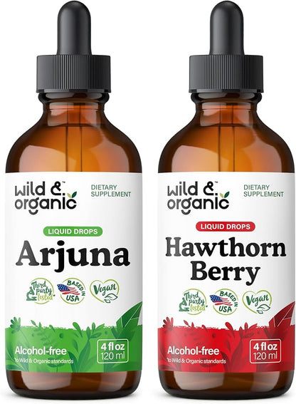 Wild & Organic Arjuna Tincture 4 fl oz & Hawthorn Berry Tincture 4 fl oz
