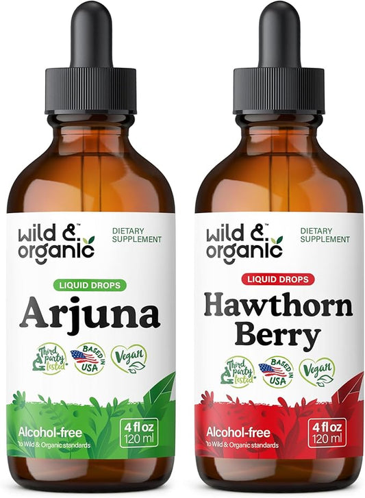 Wild & Organic Arjuna Tincture 4 fl oz & Hawthorn Berry Tincture 4 fl oz