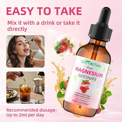 Magnesium Glycinate Drops, Magnesium Complex Supplement Liquid with L-Theanine Ashwagandha Supports Muscle, Energy, Memory, Sleep, Mood, Bone, Health Vegan, Non-GMO (2 Fl Oz, Berry Flavor)