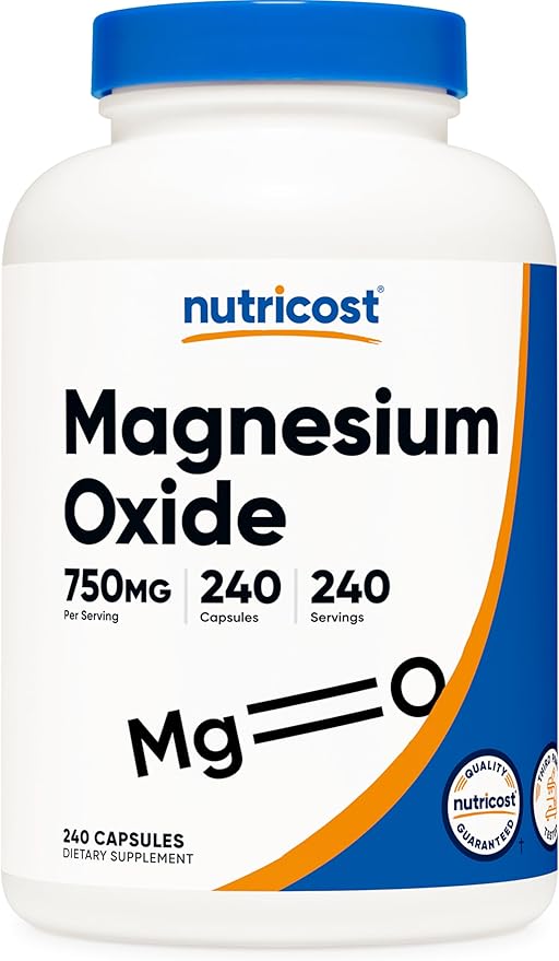 Nutricost Magnesium Oxide 750mg, 240 Capsules - 420mg of Magnesium, Non-GMO, Gluten Free