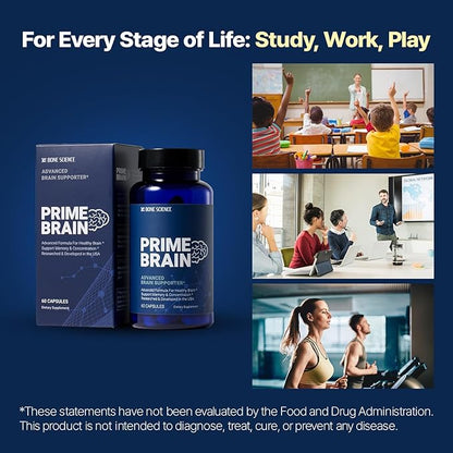 Prime Brain Supplement | Nootropic for Memory, Focus & Cognitive Support | Includes Phosphatidylserine, Alpha GPC, L-Theanine & Ginkgo Biloba | 60 Capsules