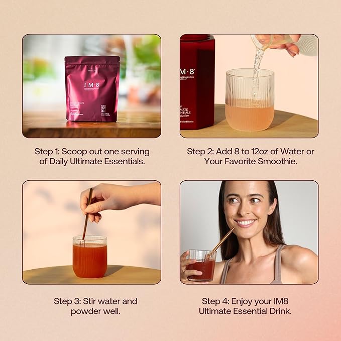 Daily Ultimate Essentials All-in-1 Multivitamin Supplement, 92 Nutrient Rich Ingredients CoQ10, Probiotics, Vitamins, Greens, GF, Acai Mixed Berry (30 Servings, Refill Pouch - Scoop NOT Included)