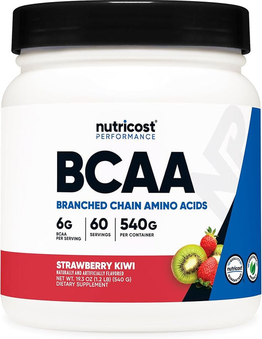 Nutricost BCAA Powder (Strawberry Kiwi) 60 Servings - Optimal 2:1:1 Ratio