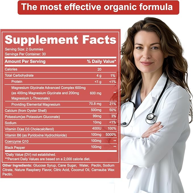 Magnesium Glycinate Gummies 600mg, High Absorption Magnesium Supplement for Adults,Include 200mg Magnesium L-Threonate, Magnesium Support Sleep Quality, Relaxation, Stress Relief Pack of 1