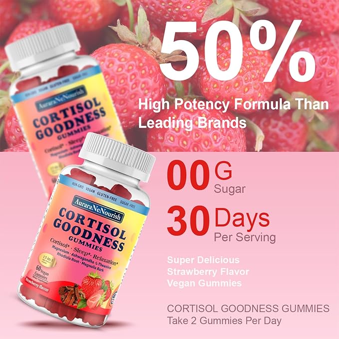 2 Packs Cortisol Supplement Gummies, 17-in-1 Cortisol Detox w. Magnesium Glycinate 400mg Ashwagandha, L-Theanine, Phosphatidylserine, Hormone Balanced for Women, Mood Focus, Sleep Support