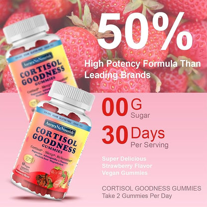 2 Packs Cortisol Supplement Gummies, 17-in-1 Cortisol Detox w. Magnesium Glycinate 400mg Ashwagandha, L-Theanine, Phosphatidylserine, Hormone Balanced for Women, Mood Focus, Sleep Support