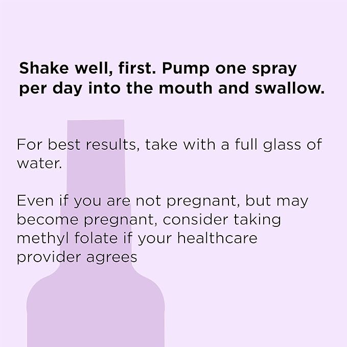nbpure Methylfolate Vitamin B9 Spray Supplement, Liquid Folic Acid Spray, 1 oz