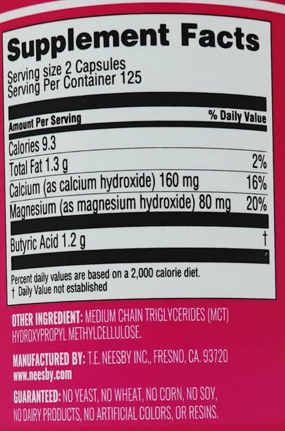 Butyrex Calcium/Magnesium Butyrate Complex: 250 Capsules
