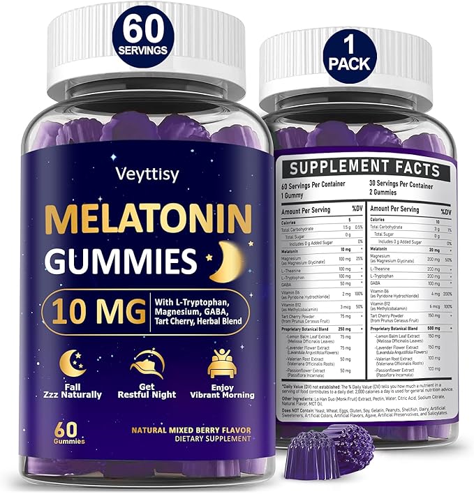 Melatonin 10mg 20mg Gummies for Adults - Extra Strength 10mg Melatonin Per Gummy with L-Theanine, Tart Cherry, Magnesium, GABA, B6 & Herbal Blend for Natural Rest - Non- Habit Forming, Sugar - Free