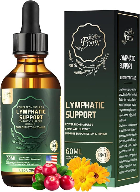 Lymphatic Drainage Drops, Herbal Supplements-Echinacea,Elderberry,Astragalus-Immune Support,Anti Inflammatory,Lymphatic Detoxd&Cleanse