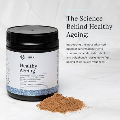 Healthy Ageing Supplement Powder, Anti-Ageing Effects, Contains Quercetin, Resveratrol and Nrf2 Activators, Antioxidants Rich Nutrient-Dense, Non-GMO, Vegan (90 Grams (15 Servings)