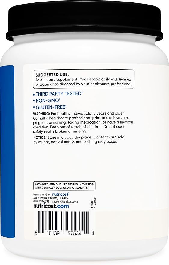 Nutricost BCAA Powder 2:1:1-150 Servings (Unflavored)
