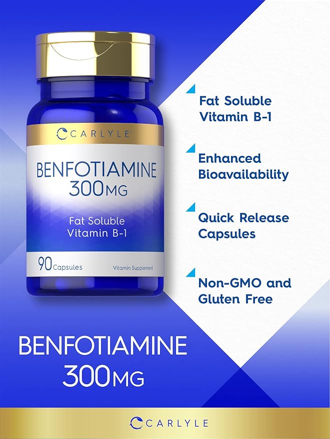 Carlyle Benfotiamine 300mg | 90 Capsules | Fat Soluble Vitamin B-1 | Non-GMO, Gluten Free Supplement