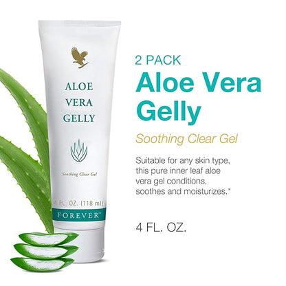 Forever Living - Aloe Vera Gelly - Pure Aloe Gel to Sooth, Moisturize and Condition - Vegan and Gluten-Free - 4 fl oz (Pack of 2)