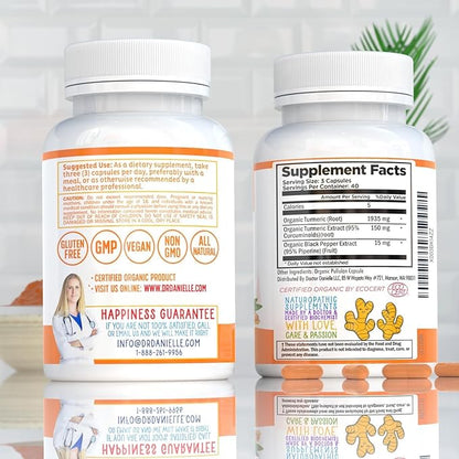 Organic Turmeric Curcumin with Black Pepper Extract 2000mg - High Absorption Ultra Potent Supplement - 95% Curcuminoids - Vegan, Non GMO for Joint Support - 120 Capsules