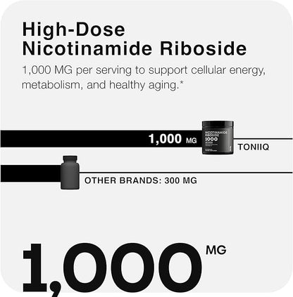 Nicotinamide Riboside 1000 mg – High-Potency NR Supplement & NAD Supplement – Stabilized NRHM Formula - 60 Vegan Capsules – Third-Party Tested