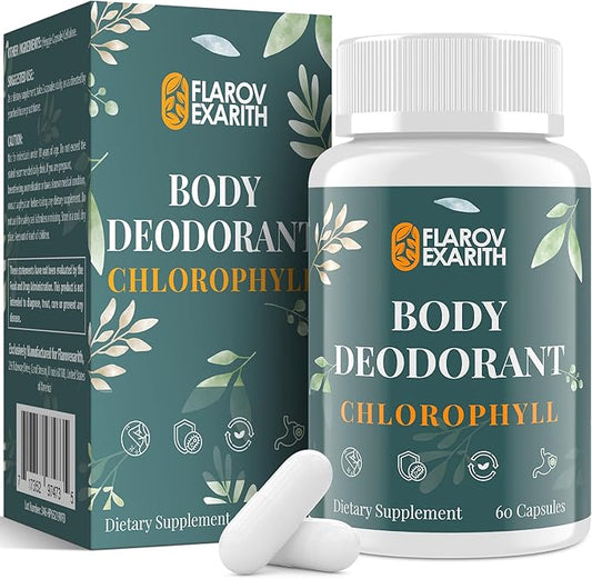 Women's Body Deodorizing Supplement – Chlorophyll Capsules for Body Odor, Fresh Breath & Gut Detox, For Workouts & Social Confidence – Vegan with Matcha Green Tea, Apple Cider Vinegar (60 Caps)
