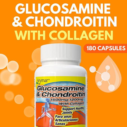 ARYMAR Glucosamine & Chondroitin with Collagen, Supports Joint Health (180 Capsules/Pack of 1)