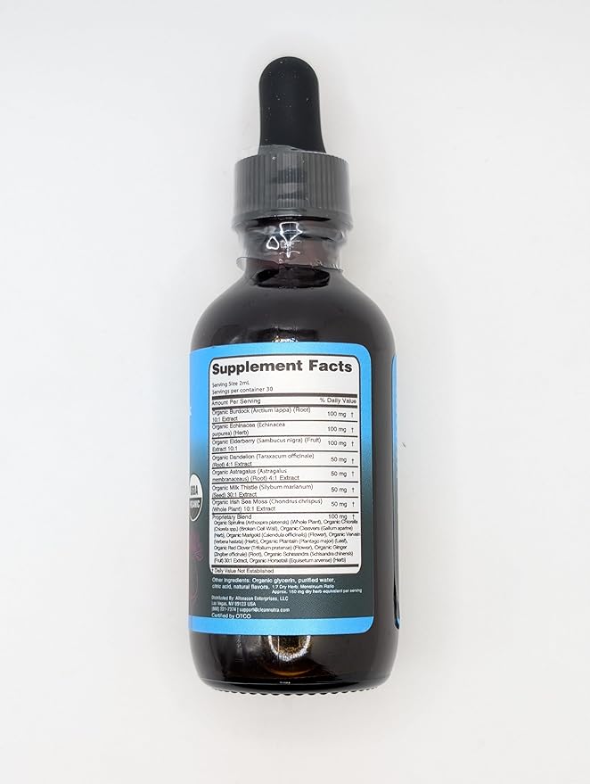 Organic Lymphatic Drainage Drops Supplement with Burdock Root Echinacea Elderberry Dandelion Astragalus Milk Thistle Sea Moss Red Clover Lymphatic Cleanse Immune Support Marigold Drop By Clean Nutra-5
