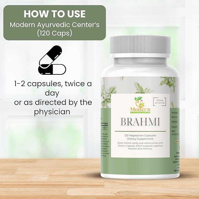 Brahmi Capsules – 120 Count | Herbal Brain & Wellness Support | Whole Green Superfood | Non-GMO, Gluten-Free