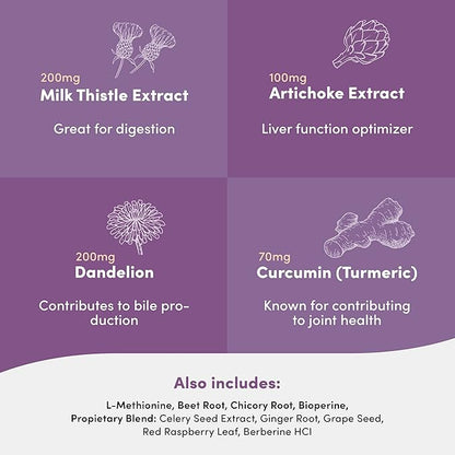 Liver Cleanse Detox & Repair - Liver Health Support Supplement - with Milk Thistle, Berberine, Beet Root Powder, Turmeric, Ginger, Dandelion Root, Artichoke, Grape Seed Extract & More - 120 Capsules