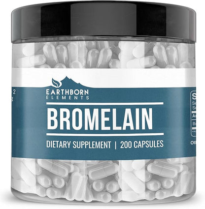 Earthborn Elements Rose HIPS & Bromelain Capsule Bundle (200 Capsules Each), Pure & Undiluted, No Additives