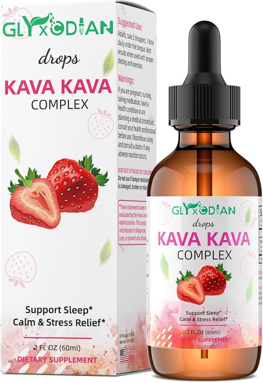 Kava Kava Root Liquid Drops: Kava Extract Supplement Calmness Relaxation Stress Relief Sleep Support High Potency Vegan Fast Acting Herbal with Kavalactones for Balanced Mood Alcohol Free Non-GMO