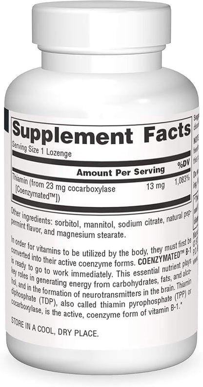 Source Naturals Coenzymated B-1, Cocarboxylase, 25 Mg, 30 Count