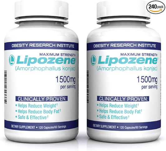 Lipozene Weight Loss Pills (2 Bottles with 120 Capsules in Total Mega Bottle Bundle)