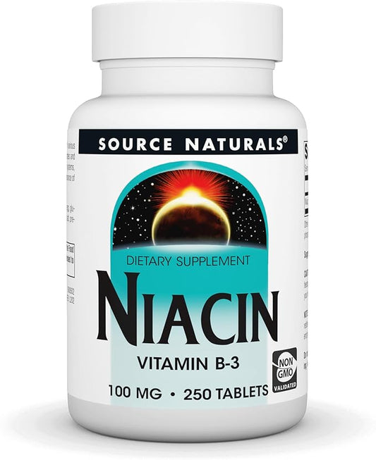 Source Naturals Niacin 100 mg Vitamin B-3, Non-GMO - 250 Tablets