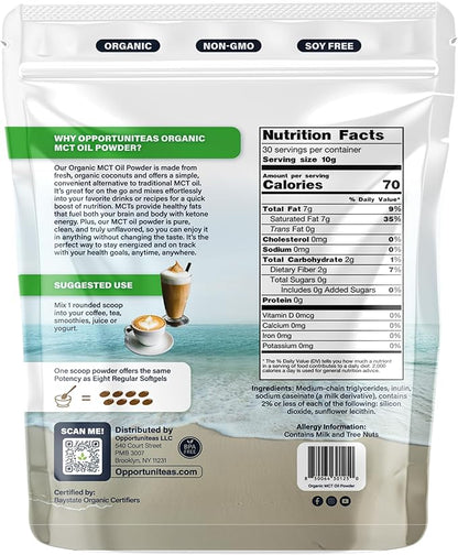 Organic MCT Oil Powder - Unflavored | Pure MCT Powder from Organic Coconuts | Keto-Friendly, Easy to Mix, No Fillers | Boost Energy, Focus & Metabolism | 1 Month Supply